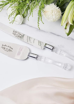 AW BRIDAL Personalized Cake Cutting Set for Wedding, Stainless Steel Cake Knife and Server Set Pie Server Wedding Engagement Gifts for Couples//DK2101CPP25//