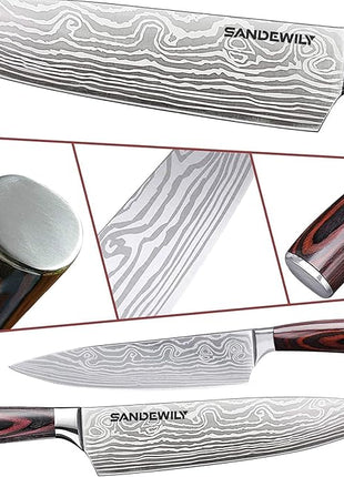 Professional Kitchen Knives High Carbon Stainless Steel Chef Knife Set,3PCS Ultra Sharp Japanese Knife with Sheath,Ergonomic Pakkawood Handle Elegant Gift Box for Home or Restaurant