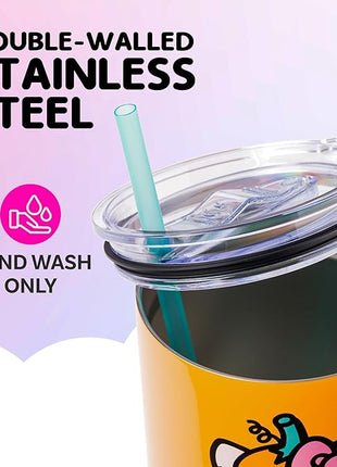 Silver Buffalo Sanrio Hello Kitty Halloween Jack-O-Lantern Stainless Steel Tumbler with Handle and Straw, Fits in Standard Cup Holder, 40 Ounces