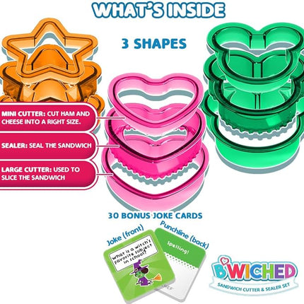 Sandwich Cutter and Sealer - Crustless Sandwich Maker - Great for Lunchbox and Bento Box - Boys and Girls Kids Lunch - Sandwich Cutters for Kids (Heart, Star, Mouse)