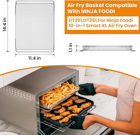 for Ninja Foodi Replacement Air Fryer Oven Basket, Original Replacement Baking Trays for NINJA DT201 DT251 Foodi Digital Air Fryer Oven, Mesh Basket, Ideal Accessories for Frying and Dehydrating