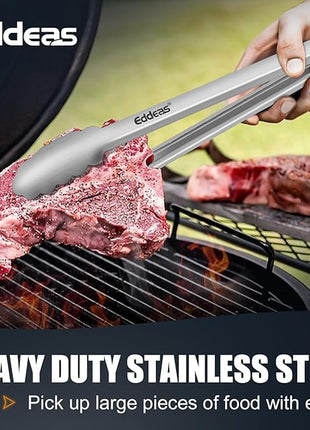 2PCS 12inch Kitchen Tongs - Heat Resistant 600 Degree Tongs for Cooking, Heavy Duty All Metal Food Tongs, Stainless Steel and Non-Slip handle, Salad, Grilling, Barbecue, Dishwasher safe