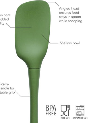 Tovolo Flex-Core All Silicone Spoonula, Tapered Edge, Ergonomic Handle, Heat Resistant