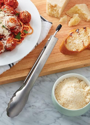 KitchenAid Gourmet Stainless Steel Serving Tongs with Hang Hook and Secure Closing Lock, 9 Inch, Stainless Steel