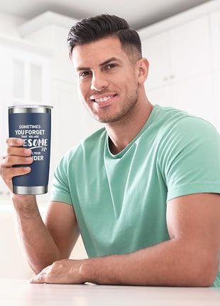 NOWWISH 20oz Navy Blue Tumbler, Sometimes You Forget You're Awesome Inspirational Stainless Steel Cup, Stocking Stuffer for Men, Ideal Christmas Birthday Gift for Him Husband Boyfriend