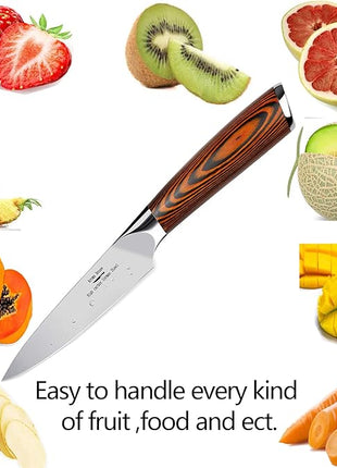 Paring Knife 4 inch - Paring Knives Best Small Kitchen Knife Fruit Knife,German High Carbon Stainless Steel Ultra Sharp Peeling with Ergonomic Handle