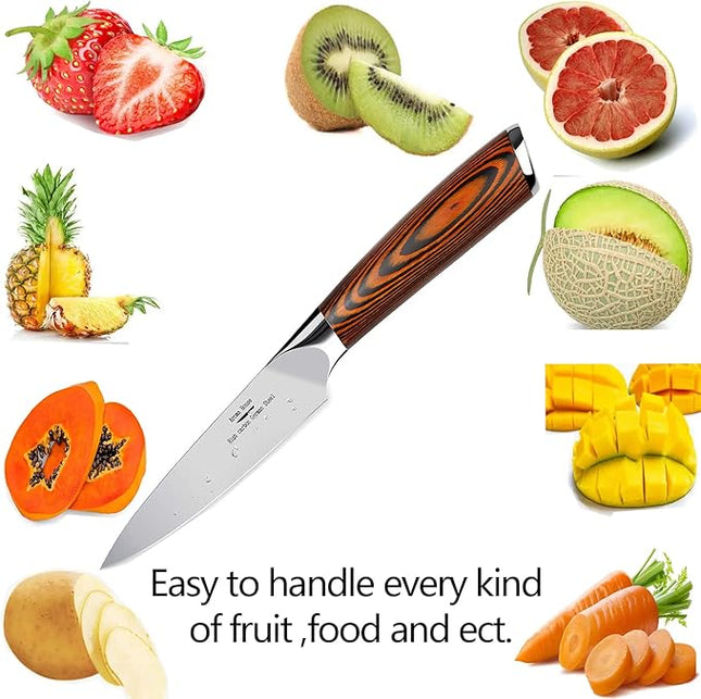 Paring Knife 4 inch - Paring Knives Best Small Kitchen Knife Fruit Knife,German High Carbon Stainless Steel Ultra Sharp Peeling with Ergonomic Handle