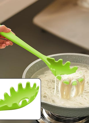 Silicone Cooking Spoons, Heat Resistant Large Silicone Pasta Slotted Spoon Solid Basting Spoon set for Nonstick Cookware, BPA Free Black Kitchen Silicone Spoons set for Mixing, Serving, Draining Green