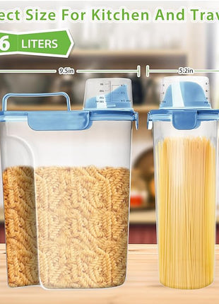 Rice Storage Container, 5 to 10lb Dry Food Airtight Dispenser, Pet Dog Cat Food Canister, BPA Free Clear Plastic Kitchen and Pantry Organization Bin for Oatmeal, Grain, Cereal, Pasta, Flour