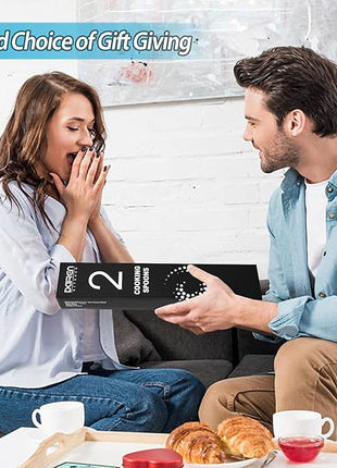 Pack of 2 Large Silicone Cooking Spoons, Non-Stick Stainless Steel Slotted and Solid Spoon Set for Serving, Mixing, Draining, Heat Resistant, Scratch Resistant and BPA Free Kitchen Scoops (Blue)