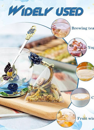 Enamels Butterfly Flower Tea Cup,Glass Coffee Mug,Valentines Mothers Day Graduation Birthday Present Christmas Gifts for Women Mom Her Teacher