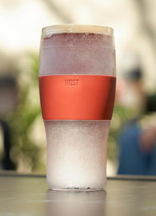 Host FREEZE Beer Glasses, Frozen Brew Mugs, Freezable Pint Glass Set, Insulated Beer Glass to Keep Your Drinks Cold, Double Walled Insulated Glasses, Gift for Dad, 16oz, Set of 2, Burnt Orange