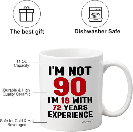 Vivulla68 90th Birthday Gifts For Women Men, 90 Year Old Birthday Gifts For Women, 90th Birthday Gift Ideas, Gifts For 90 Year Old Woman Man, 90 Yr Old Birthday, 90th Birthday Cups For Grandma Grandpa