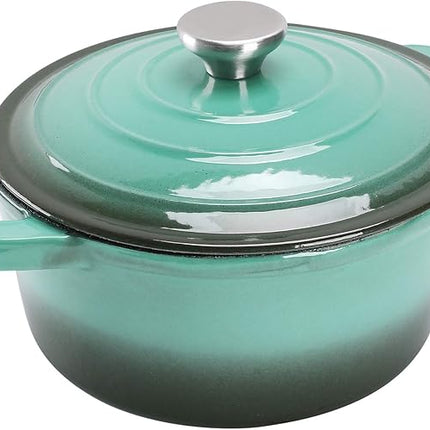 Puricon 5.5 Quart Enameled Cast Iron Dutch Oven with Lid, 5.5 QT Deep Round Dutch Oven Pot with Dual Handles -Teal