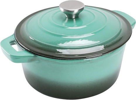 Puricon 5.5 Quart Enameled Cast Iron Dutch Oven with Lid, 5.5 QT Deep Round Dutch Oven Pot with Dual Handles -Teal