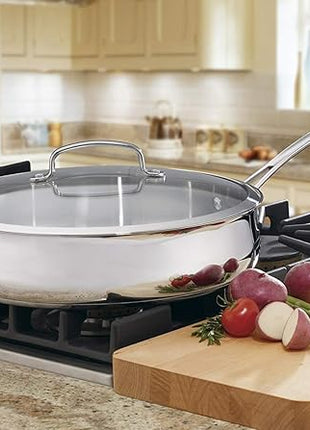 Cuisinart Contour Stainless 5-Quart Saute Pan with Helper Handle and Glass Cover,Silver