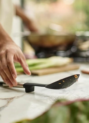 Joseph Joseph Elevate Silicone Solid Spoon, BPA Free, Heat Resistant Non Stick Kitchen Utensil, Weighted Stainless Steel Handle