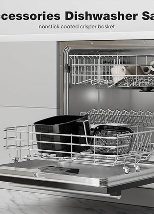 Sweetcrispy 6QT Air Fryer with Window, Square Airfryer Oven 12-in-1 for Family, 400°F Rapid Air Crispy Technology, Roast Bake Dehydrate, Nonstick & Easy-Clean Basket,Off-White