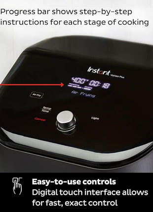 Instant Pot Vortex Plus 6QT ClearCook Air Fryer, Clear Windows, Custom Program Options, 6-in-1 Functions, Crisps, Broils, Roasts, Dehydrates, Bakes, Reheats, from the Makers of Instant Pot, Black