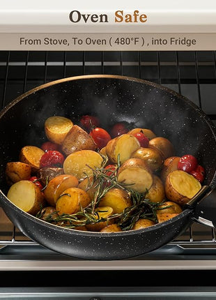 15Pcs Pots and Pans Set Non Stick, Cookware Sets with Detachable Handle, Nonstick RV Kitchen Cooking Tools Removable Handles, Oven Safe, Induction Fast, Stackable Induction Cookware,Black