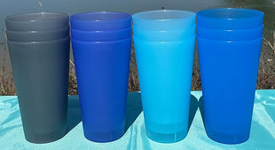 32-oz Unbreakable Drinking Cups - Reusable Large Plastic Tumblers set of 12, BPA Free Dishwasher Safe in 4 Assorted Colors for Indoor Outdoor Use