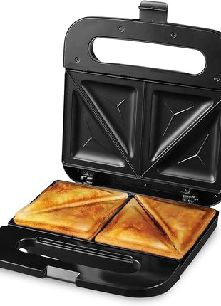 OVENTE Electric Sandwich Maker with Non-Stick Plates, Indicator Lights, Cool Touch Handle, Easy to Clean and Store, Perfect for Cooking Breakfast, Grilled Cheese, Tuna Melts and Snacks, Black GPS401B