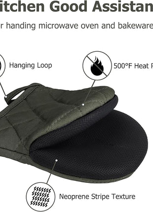 Kitchen Set Pack Of 5, Oven Mitts Pot Holders Pad And Towel Set, Heat Resistant Silicone Kitchen Mini Oven Mittens for 500 Degrees, Mini Oven Gloves and Hot Pads for Baking Grilling Barbecue Microwave