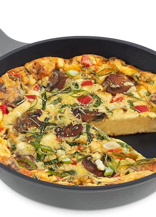 Zakarian by Dash 9.5 Inch Small Nonstick Cast Iron Skillet, Titanium Ceramic Coated Frying Pan, Grey