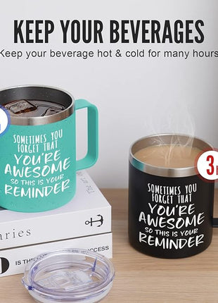 NOWWISH Gifts for Her, Sometimes You Forget You're Awesome Coffee Mug, Inspirational Gifts, Thank You Appreciation Gifts for Coworker, Teacher, Mom, Wife, Sister - Green