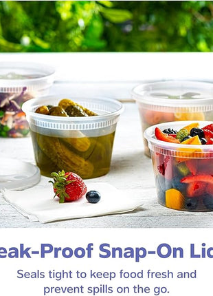 GUSTO [48 Sets 16 oz. Plastic Deli Disposable Food Storage Containers With Airtight Lids (Formerly Comfy Package)