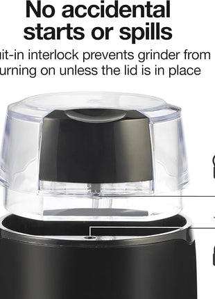 Proctor Silex Electric Coffee Grinder for Beans, Spices and More, Stainless Steel Blades, Makes upto 12 Cups, Black