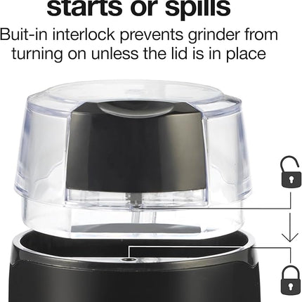 Proctor Silex Electric Coffee Grinder for Beans, Spices and More, Stainless Steel Blades, Makes upto 12 Cups, Black