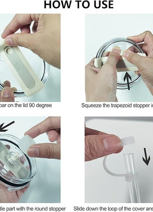 Silicone Spill Stopper Set Compatible with Stanley Cup 2.0 30oz & 40oz with Straw Cover (Set of 2, Clear)