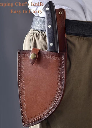 Forging Serbian Chef Knife Kitchen Chef Knives Full Tang High Carbon Clad Steel Almasi Butcher Cleaver with Leather Sheath Thanksgiving Christmas Gifts for Men Women (B-Almasi Knife)