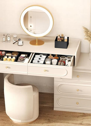 DIMJ Drawer Organizers Clothes, Set of 16 Dresser Organizer Bins, Fabric Closet Organizers and Storage, Shallow Drawer Dividers for Nursery, Clothing, Baby Clothes, Socks, Underwears, Tie (Black)