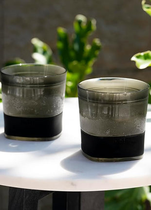 Host Whiskey Freeze Glasses, Double Old Fashioned Glasses, Chill Without Dilution for Bourbon, Vodka, Cold Brew Cocktails, Bourbon Gifts for Men, Gifts for Dad, Home Bar, 9 oz, Set of 2, Smoke Black