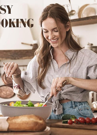 15Pcs Pots and Pans Set Non Stick, Cookware Sets with Detachable Handle, Nonstick RV Kitchen Cooking Tools Removable Handles, Oven Safe, Induction Fast, Stackable Induction Cookware, Brown