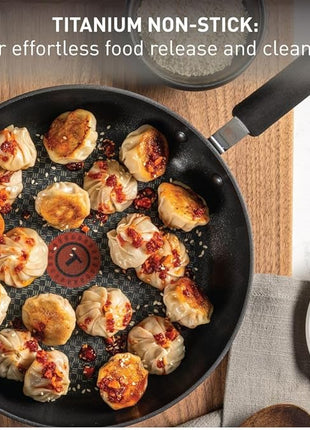 T-Fal Ultimate Hard Anodized Nonstick Fry Pan With Lid 10 Inch, Oven Broiler Safe 400F, Lid Safe 350F, Cookware, Kitchen, Home, Versatile Frying Pan, Skillet, Pots and Pans, Dishwasher Safe, Black