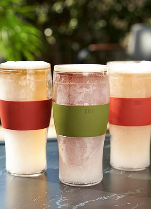 Host FREEZE Beer Glasses, Frozen Brew Mugs, Freezable Pint Glass Set, Insulated Beer Glass to Keep Your Drinks Cold, Double Walled Insulated Glasses, Gift for Dad, 16oz, Set of 2, Burnt Orange