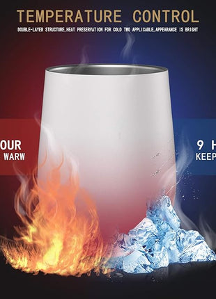 Insulated Wine Tumblers with Lid,12 oz Stainless Steel Stemless Wine Glasses Double Wall Vacuum Travel Tumbler Cup for Coffee, Drinks, Champagne, Beverage, Set of 2