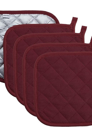 Pot Holders Cotton Made Machine Washable Heat Resistant Potholder, Pot Holder, Hot Pads, Trivet for Cooking and Baking (5, Ruby)