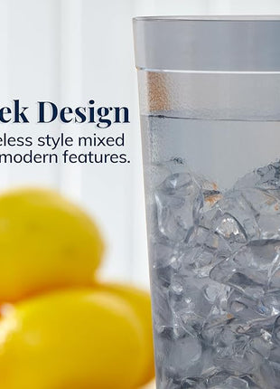 US Acrylic Cafe Plastic Reusable Tumblers (Set of 16) 20-ounce Water Cups in Grey | Value Set of Restaurant Style Drinking Glasses, Stackable, BPA-free, Made in the USA | Top-rack Dishwasher Safe