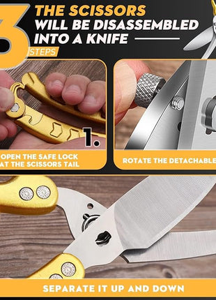 Poultry Shears, Germany Detachable Heavy Duty Kitchen Scissors With Knife Bottle Opener Gift Box, Multipurpose Kitchen Shears For Cooking Chicken Meat Turkey Thanksgiving Christmas Gifts for Men Women