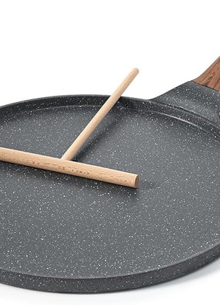 SENSARTE Nonstick Crepe Pan, Swiss Granite Coating Dosa Pan Pancake Flat Skillet Tawa Griddle 12-Inch with Stay-Cool Handle, Induction Compatible