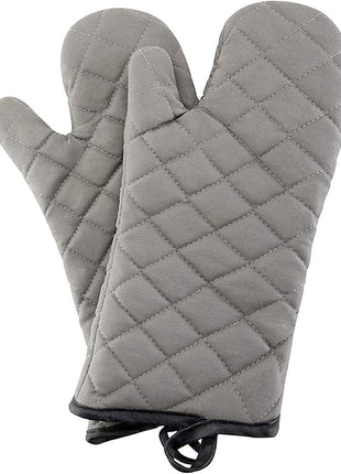 ARCLIBER Oven Mitts 1 Pair of Quilted Lining,Heat Resistant Kitchen Gloves,Classic Flame Oven Mitt Set,Grey 13 Inches