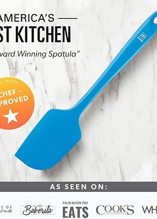 DI ORO Silicone Spatula - 600°F Heat-Resistant Rubber Kitchen Spatula for Baking, Scraping, & Mixing - BPA Free Nonstick Cookware Safe Flexible Utensil for Cooking - Seamless & Dishwasher Safe (Blue)