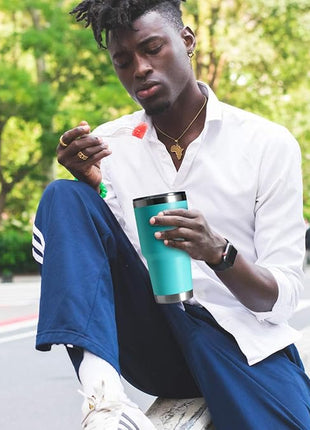 HASLE OUTFITTERS 30oz Stainless Steel Tumbler, Double Wall Vacuum Insulated Travel Mug Tumbler, Durable Insulated Coffee Mug, Gift Box Set (Light Green, 1)