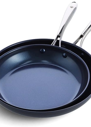 Blue Diamond Cookware Hard Anodized Ceramic Nonstick, 10" and 12" Frying Pan Skillet Set, PFAS-Free, Dishwasher Safe, Oven Safe, Grey