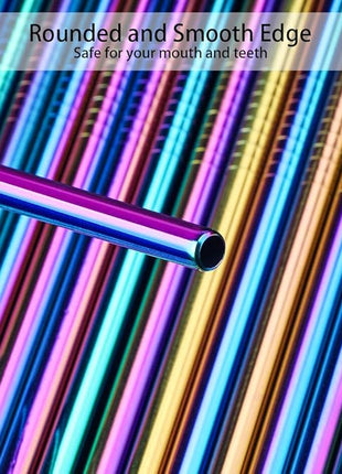 [24 PCS] Value Pack Reusable Stainless Steel Straws in Bulk Extra Long 10.4 inch Colorful,Tomorotec Metal Straw Sets with Cleaning Brushes,12 Straight 12 Bent For Tumblers Beverage Drink Cocktail