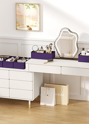 DIMJ Drawer Organizer Clothes, 15 Pack Dresser Organizer, Foldable Closet Organizers and Storage, Fabric Dresser Bins, Drawer Dividers for Nursery, Baby Clothes, Underwears, Sock (Purple)